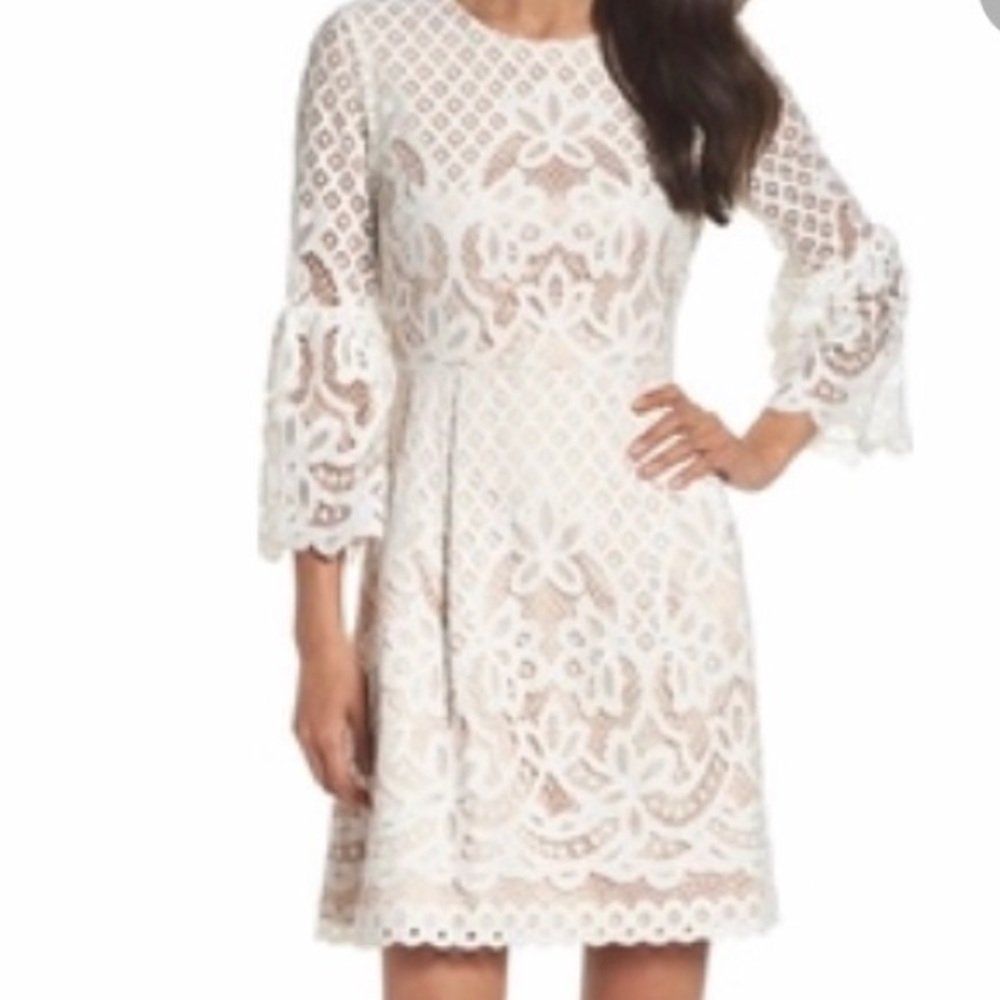 Eliza J NWT White Bell Sleeve Dress